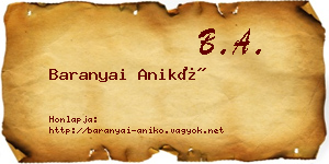 Baranyai Anikó névjegykártya